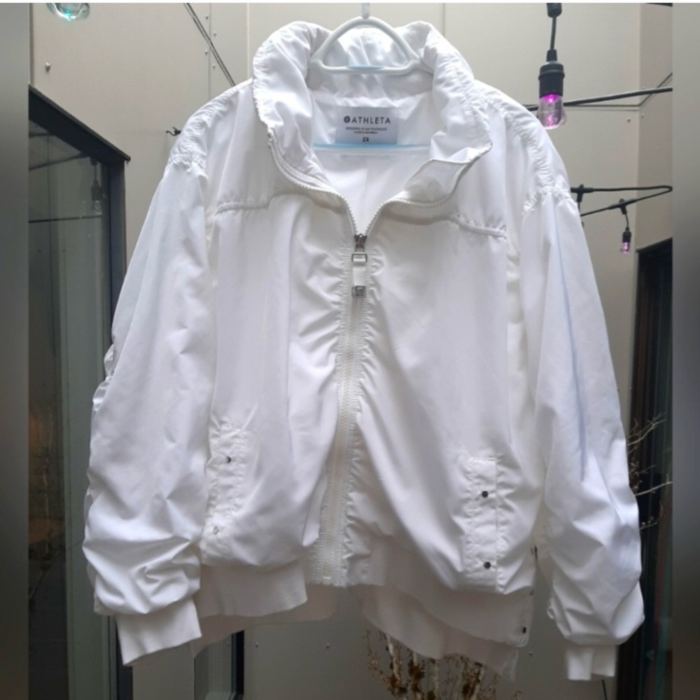 Athleta White Bomber Jacket Stylish Versatile Design